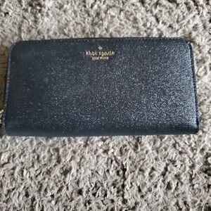 Kate Spade Midnight Black Glitter Big Wallet